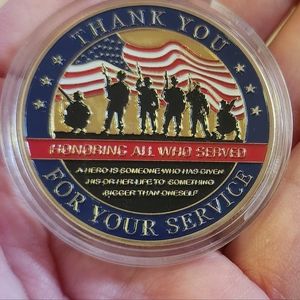 New beautiful military veteran appreciation coin in case